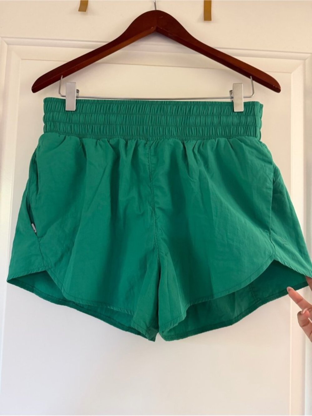 Green Smocked-Waist Athletic Shorts - Picture 1 of 2